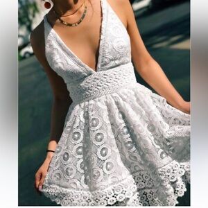 Lovers + Friends White Lace Mini Dress